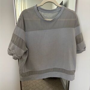 ALO Yoga Gray Mesh Panel Top